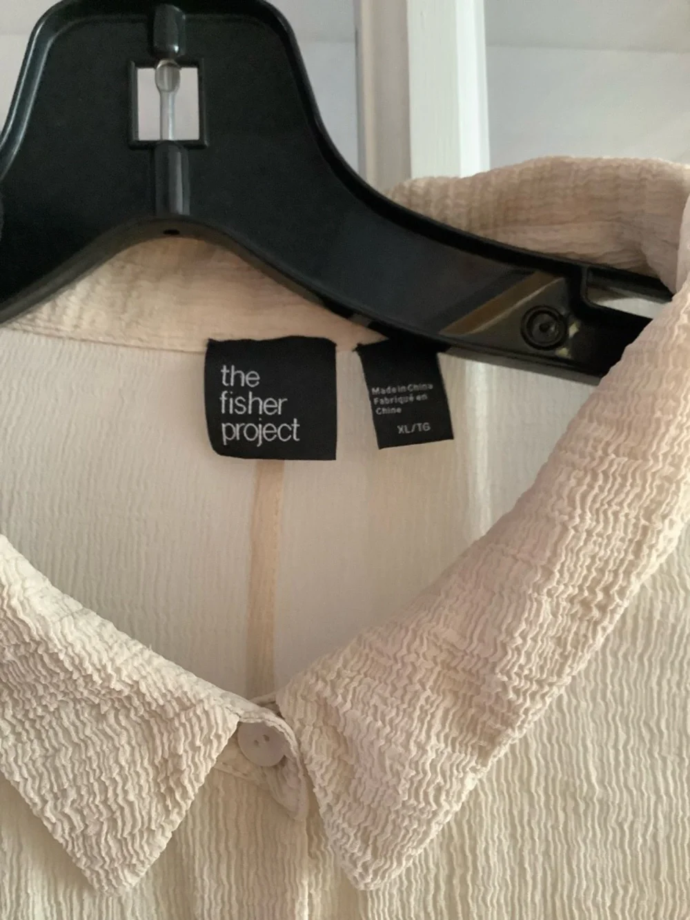 The Fisher Project Cream Button-Front High-Low Blouse. - Picture 2 of 5